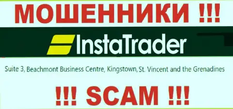 Сьюит 3, бизнес Центр Бичмонт, Кингстаун, Сент-Винсент и Гренадины - это офшорный адрес InstaTrader, оттуда МОШЕННИКИ оставляют без денег клиентов