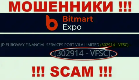 302914 - VFSC - это номер регистрации Bitmart Expo, который показан на сайте организации