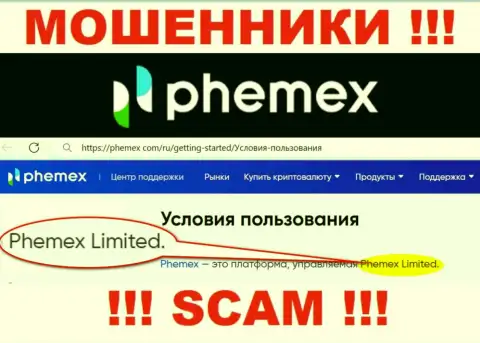 Phemex Limited это руководство противоправно действующей компании PhemEX