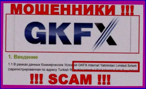 Юридическое лицо мошенников GKFX ECN - это GKFX Internet Yatirimlari Limited Sirketi