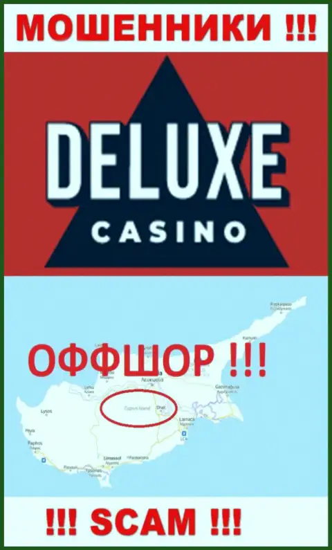 Deluxe-Casino Com - это жульническая компания, пустившая корни в офшоре на территории Cyprus