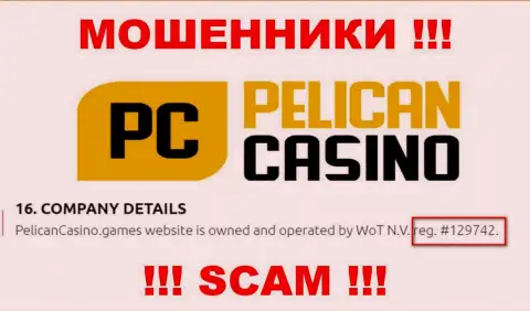 Рег. номер PelicanCasino Games, который взят с их официального web-сервиса - 12974