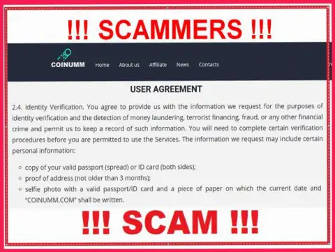 Coinumm Com Scammers are assembling personal data from their clientage
