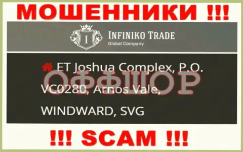 Infiniko Trade - это МОШЕННИКИ, спрятались в оффшорной зоне по адресу - ET Joshua Complex, P.O. VC0280, Arnos Vale, WINDWARD, SVG