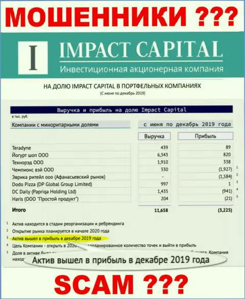 На официальном сайте ImpactCapital Com рисуют прибыль компании ???