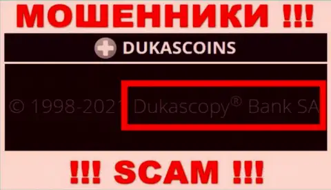 На официальном сайте DukasCoin отмечено, что этой компанией владеет Dukascopy Bank SA