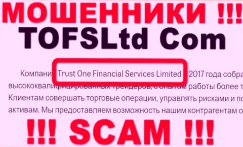 Свое юридическое лицо компания Trust One Financial Services не скрыла - это Trust One Financial Services Limited