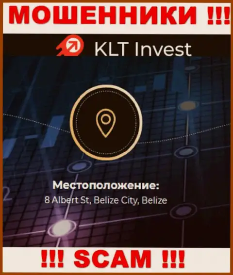 Невозможно забрать денежные активы у компании KLT Invest - они прячутся в оффшорной зоне по адресу: 8 Albert St, Belize City, Belize