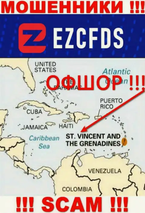 St. Vincent and the Grenadines - оффшорное место регистрации кидал EZCFDS, предоставленное на их веб-ресурсе