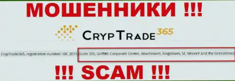 ЛОХОТРОНЩИКИ CrypTrade365 Com воруют вложенные деньги людей, пустив корни в оффшорной зоне по этому адресу - Suite 305, Griffith Corporate Centre, Beachmont, Kingstown, St. Vincent and the Grenadines