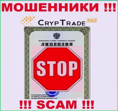 Работа CrypTrade365 Com противозаконна, т.к. данной конторы не дали лицензию