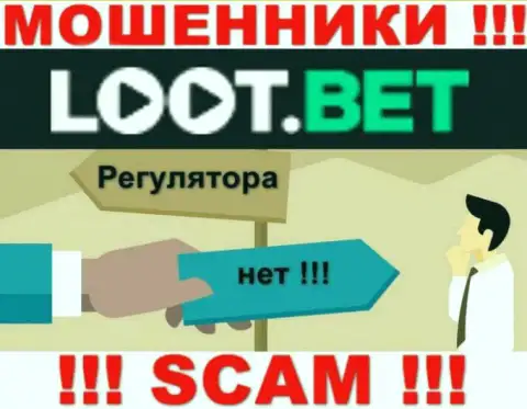 Сведения о регулирующем органе компании ЛоотБет не найти ни у них на сайте, ни в сети internet