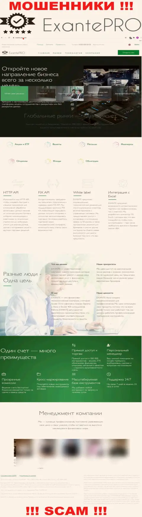 Разбор официального web-портала мошенников ЭКСАНТЕ-Про Ком