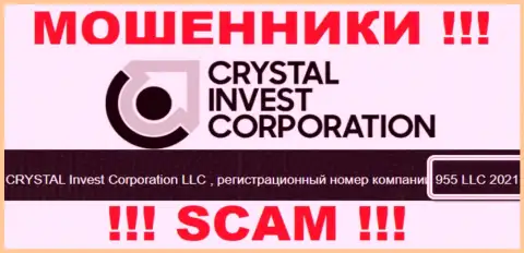 Номер регистрации компании Crystal Invest Corporation, возможно, что липовый - 955 LLC 2021