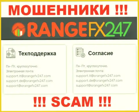Не пишите сообщение на электронный адрес воров OrangeFX 247, предоставленный у них на сервисе в разделе контактных данных - это довольно опасно