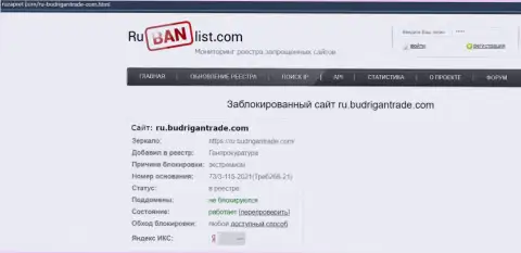 Портал BudriganTrade в РФ был заблокирован Генпрокуратурой