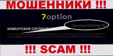 Сведения про юр лицо ворюг 7 Option - Sovana Holding PC, не спасет Вас от их лап
