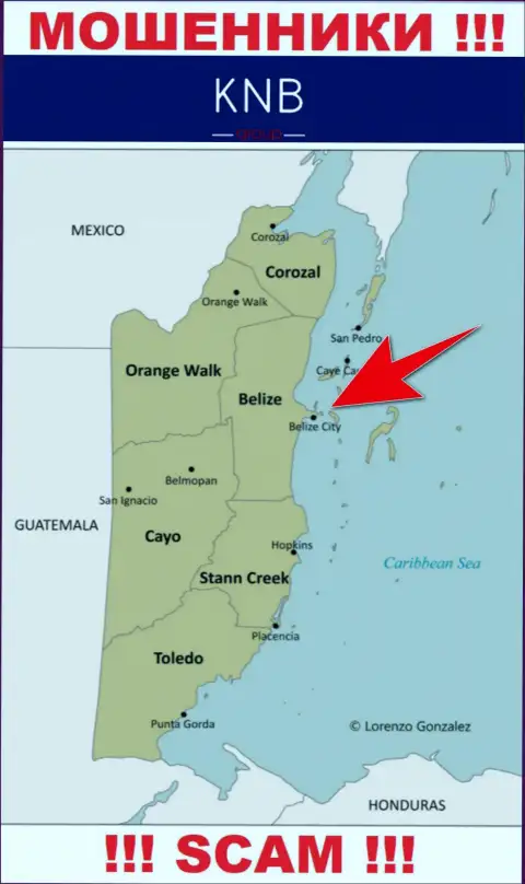 С интернет-аферистом КНБ Групп Лимитед очень рискованно взаимодействовать, они базируются в офшорной зоне: Belize