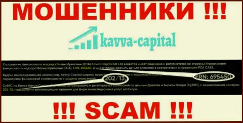 Вы не возвратите финансовые средства из конторы KavvaCapital, даже зная их номер лицензии с web-ресурса