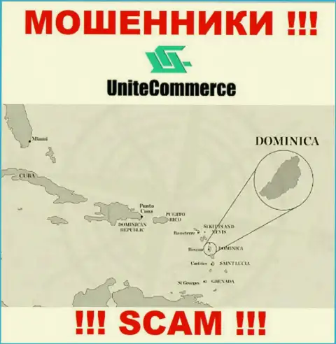 Unite Commerce базируются в офшорной зоне, на территории - Commonwealth of Dominica