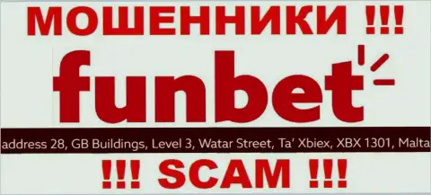 МОШЕННИКИ FunBet Pro воруют финансовые средства наивных людей, пустив корни в офшорной зоне по этому адресу - 28, GB Buildings, Level 3, Watar Street, Ta Xbiex, XBX 1301, Malta