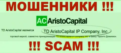 Юр лицо internet мошенников AristoCapital Com - это TD AristoCapital IP Company, Inc, инфа с сайта махинаторов