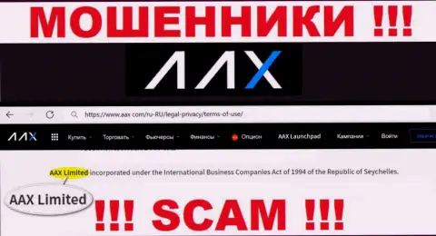 Сведения о юр лице мошенников AAX Limited