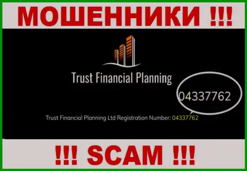 Регистрационный номер мошеннической организации Trust-Financial-Planning: 04337762