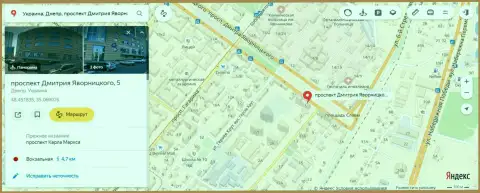 Представленный одним из служащих 770Capital Com адрес места нахождения преступной форекс компании на Yandex Maps