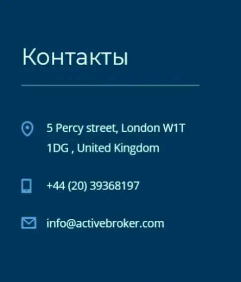 Адрес головного офиса ФОРЕКС брокерской организации Актив Брокер, предложенный на официальном web-ресурсе данного форекс брокера