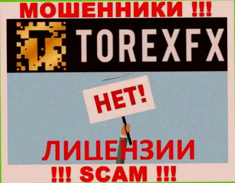 Мошенники TorexFX действуют незаконно, так как не имеют лицензии !!!